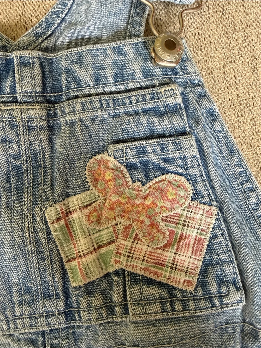 Gap Light Wash Denim Overalls with Patch Detail